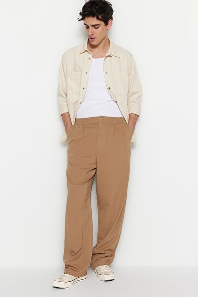 Trendyol Collection Camel Wide Leg Baggy Fabric Trousers Tmnss23Pl00039
