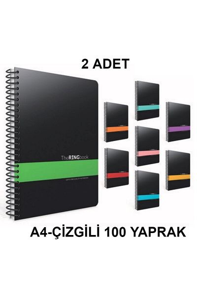 Gıpta The Ring Book A4-100 Sheets - Lined Spiral Notebook (2 Pieces)