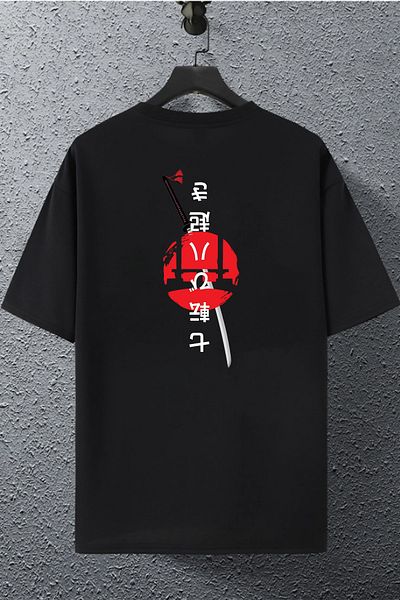 Joza Outdoors Unisex Femei Bărbați Sabie Text japonez Imprimat Tricou cu design oversize