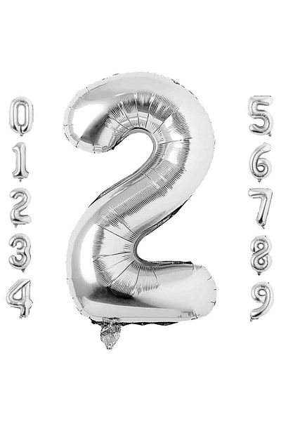 Patladı Gitti 2 Silver Numbers And Gold King Crown Foil Balloon Birthday Party Celebration Set