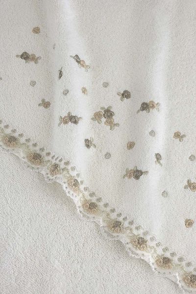 Arliva Home Meltem Embroidered 2-Piece Towel Set Cream-beige 30x50 50x80