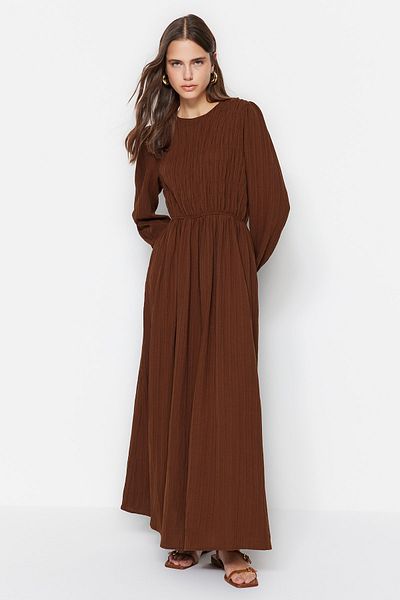Trendyol Modest Kleid - Braun - Smock-Kleid