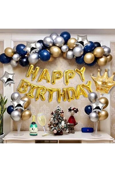 parti sürprizi مجموعة بالونات سلسلة عيد ميلاد سعيد ذهبية