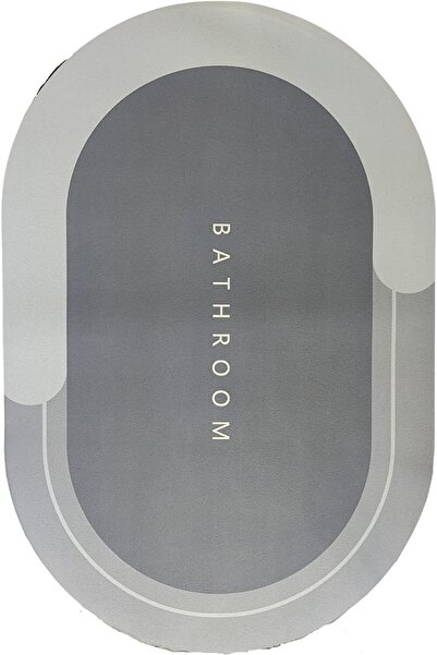 Luti Concept Süper Su Emici Kaymaz Taban Oval Banyo Paspası Diatomik Banyo La...