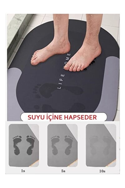 Genel Markalar Süper Su Emici Kaymaz Taban Oval Banyo Paspası Diatomik Banyo Lavabo Su Emici Paspas 60 X 39 Cm