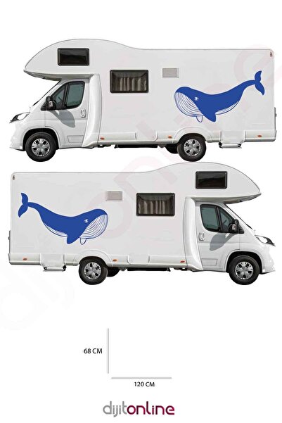 Dijitonline 2 Autocolante pentru Caravană - Autocolant Balenă - 120x68 Cm