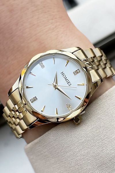Homies Gold Color 3 Atm Waterproof Women's Wrist Watch with Bracelet Gift - Elg147