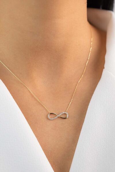 YAVUZ KUYUMCULUK Altın Taşlı Sonsuzluk Kolye