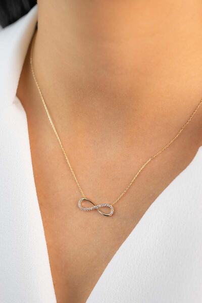 YAVUZ KUYUMCULUK Altın Taşlı Sonsuzluk Kolye