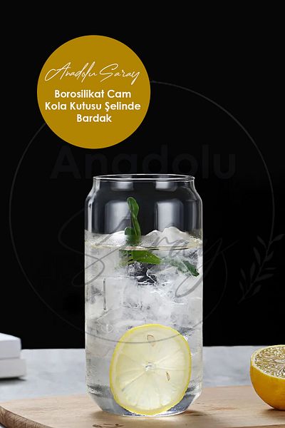 Anadolu Saray Çarşısı 1 Piece Heat Resistant Borosilicate Glass Coke Box Water Cup with Straw |   Coffee and Presentation Cup