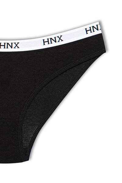 HNX Chiloți de damă cu elastic din jacquard din bumbac negru