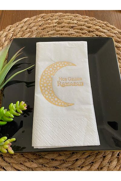 kidspartim Χρυσό επιχρυσωμένο λευκό Welcome Ramadan Waiter Folding 16 τεμαχίων Νέο μοντέλο