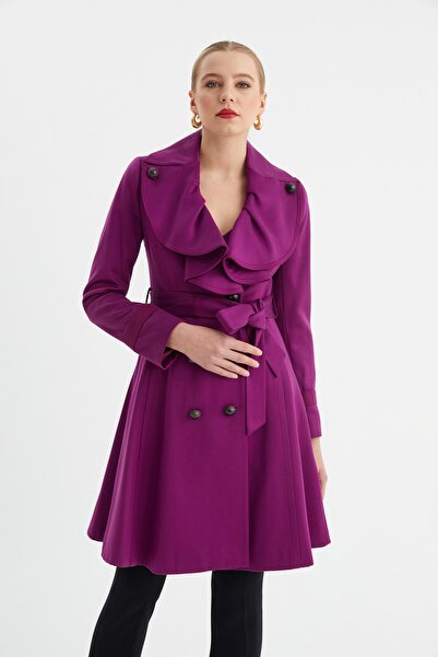 Balizza Blz-düğme Aksear Detaylı Diz Üstü Trençkot