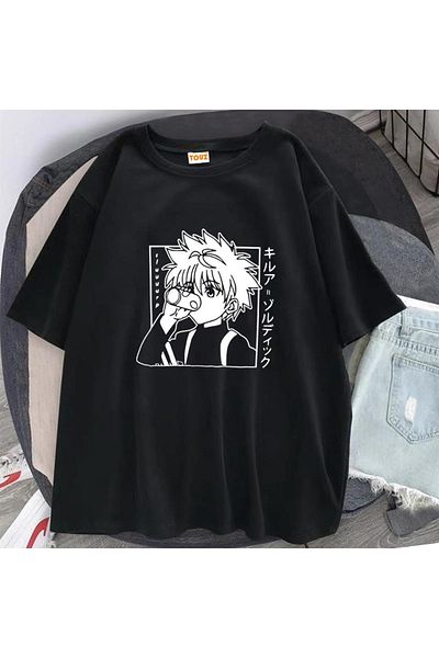 Touz Eysahunter - Hunter Killua Printed Black Unisex Oversize T-shirt