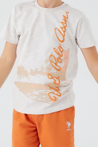 U.S. Polo Assn. Picture Signature Detail Cream Boy Bermuda Suit