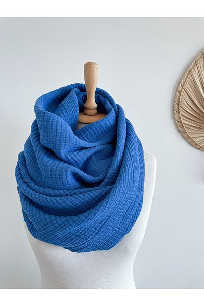 LeBohas Σχέδιο μπουτίκ Saks Blue Cotton Shawl