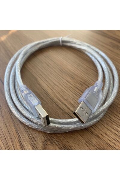 ATAELEKTRONİK 1.5 Metre Şeffaf Iki Ucu Erkek Usb To Usb Ara Kablosu - Notebook Laptop Soğutucu Kablosu