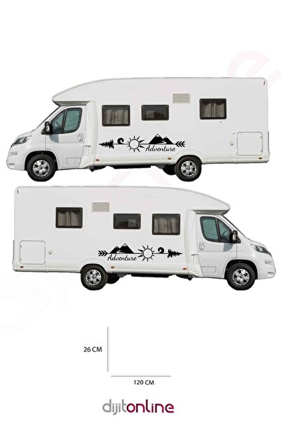 Dijitonline قطعتين من ملصقات مغامرات القافلة - ملصق الجبل والشمس - 120x26 سم