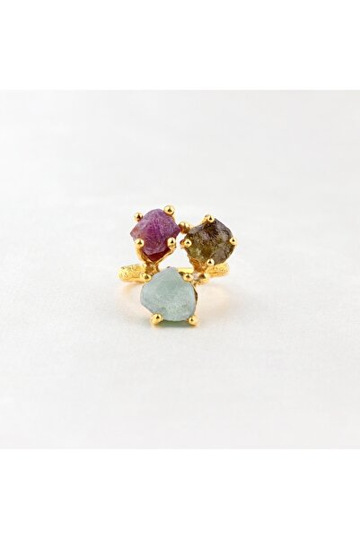 Haşimi Doğaltaş Ham Turmalin Ve Yakut Doğaltaşlı Gümüş Yüzük