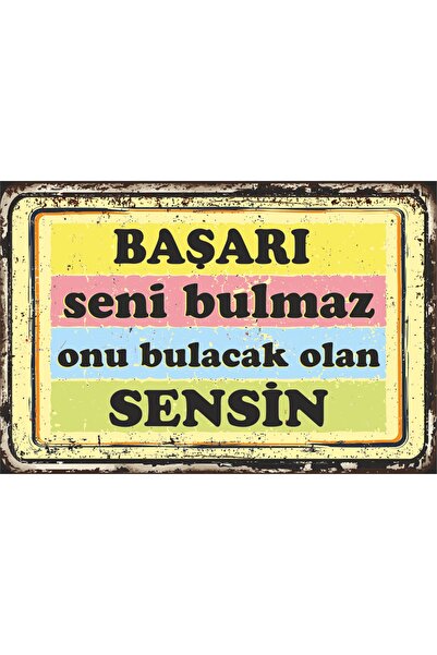 Hayat Poster Başarı Seni Bulmaz Renkli Motivasyon Duvar Yazıları Retro Ahşap ...