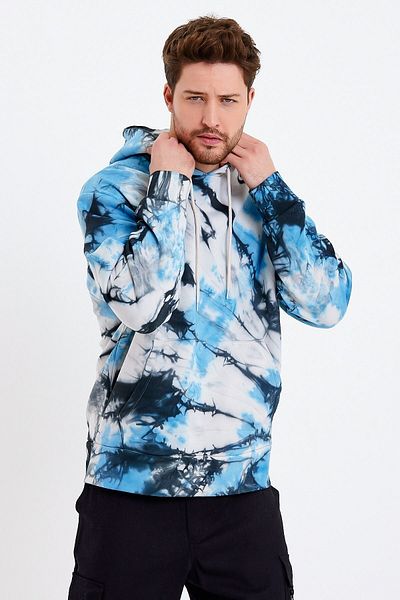 JAHR MARC Ανδρικό φούτερ Blue Tie Dye Washed Oversize
