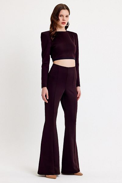 JAHR MARC Black High Waist Flared Leg Trousers