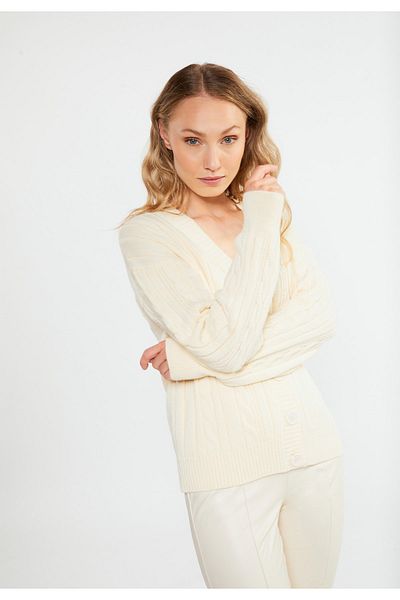 RISA Strickjacke - Ecru - Regular Fit