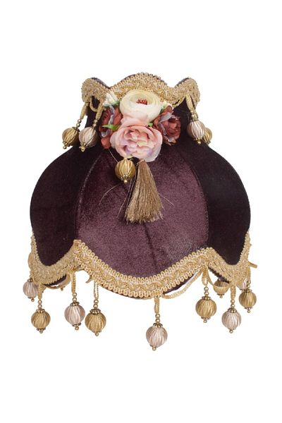 Dekovien Vintage Brown Velvet Bedroom - Flower Decorated, Lampshade Ab0338