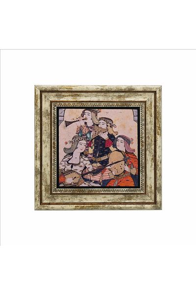 BAKSEPETE Musician Women Miniature Printed Natural Stone Painting 25Cmx25Cm Krt-125