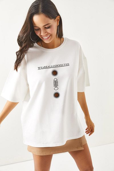 Olalook Dámské Symbol Bílé Přední Zadní Potištěné 2vláknové Unisex oversize tričko TSH-19000696