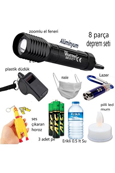 Hyd Deprem Seti 8 Parça Deprem Çantası Seti Düdük El Feneri 8 Li Set