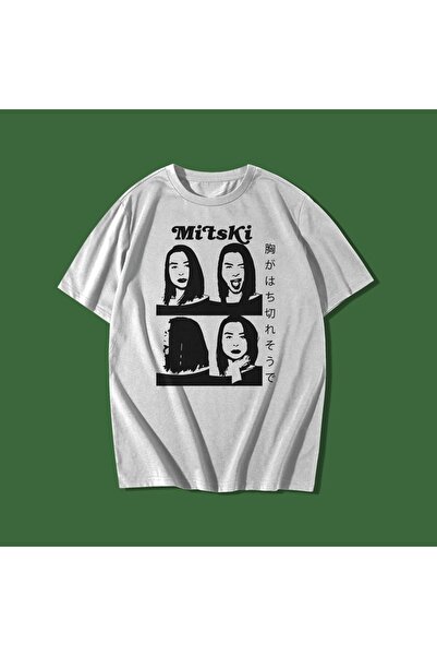 rebelberi Tricou oversize unisex Mitski scris în stil japonez Grunge