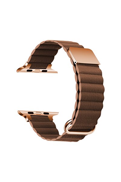 İncisoft Apple Watch 2/3/4/5/6/7/8/se/ultra 42mm 44mm 45mm 49mm Deri Baklalı ...