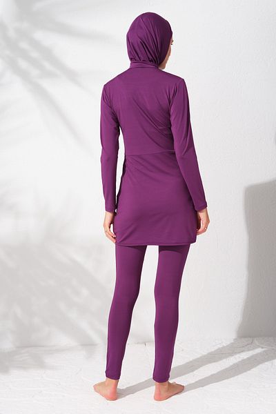 Pierre Cardin Long Sleeve Zippered Hijab Swimsuit Purple 231914