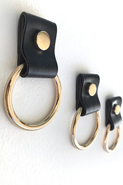 Bundera Deri Kulp Kapı Dolap Vestiyer Çekmece Kulbu 3 Adet Gold Kulp