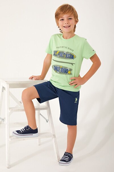 U.S. Polo Assn. Λεπτομέρεια γραφής σε σχήμα Assn Φωτεινό πράσινο κοστούμι βερ...