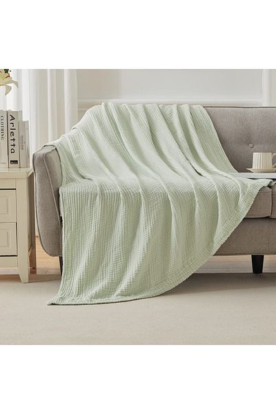 EVYA 4 στρώσεις βιολογικό 100% μανιτάρι 170x220 cm Πράσινο απαλό μοντέρνο κάλυμμα κρεβατιού ακανθόφυλλο
