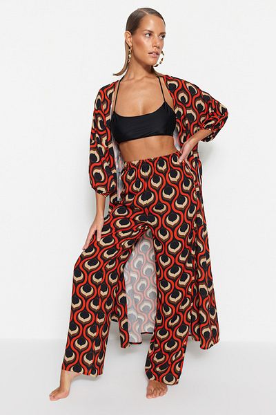 Trendyol Collection Geometrikus mintás szövött nadrág TBESS23PL00010
