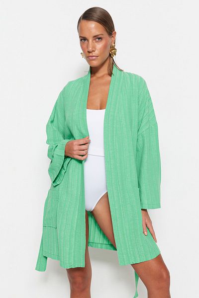 Trendyol Collection Mini-Kimono und Kaftan mit grünem Gürtel