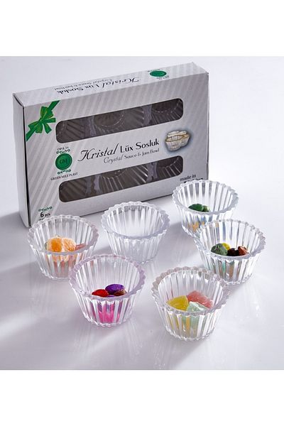 SANAT TACİRİ Crystal 6-Piece Boxed Mini Breakfast Fish Sauce Bowl Sugar Bowl Turkish Delight Bowl