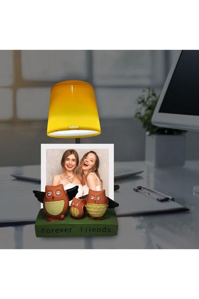 Hediye Kesesi Fotoğraf Hediyeli Best Friends Baykuşlu Masa Lambası