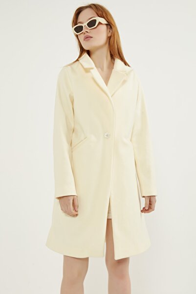 MEECY Kadın Ekru Kaşe Kaban