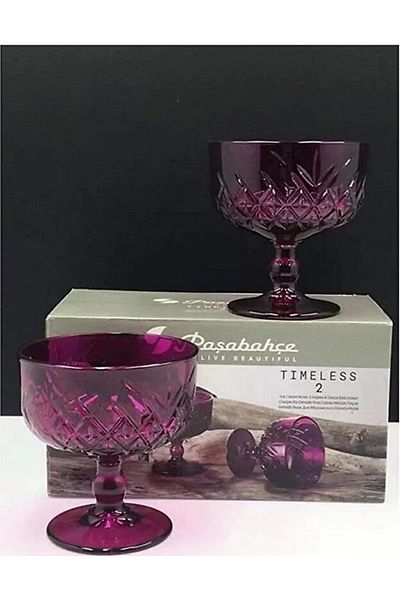 Paşabahçe Timeless Ice Cream Rack 2 Pieces Footed Fuchsia