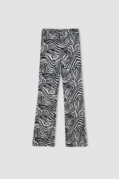 DeFacto Lederhose mit ausgestelltem Bein und hohem Bund und Zebramuster