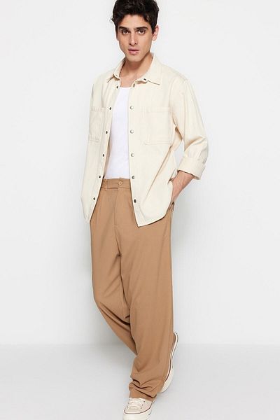 Trendyol Collection Camel Wide Leg Baggy Fabric Trousers Tmnss23Pl00039