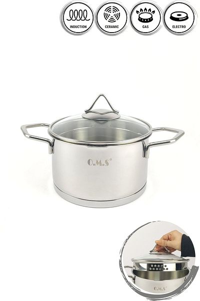 Digithome Stainless Steel Pot 18x10 Cm - Oms with Strainer Lid, Plain C1-1-71
