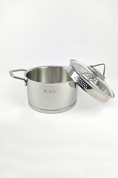 Digithome Stainless Steel Pot 18x10 Cm - Oms with Strainer Lid, Plain C1-1-71