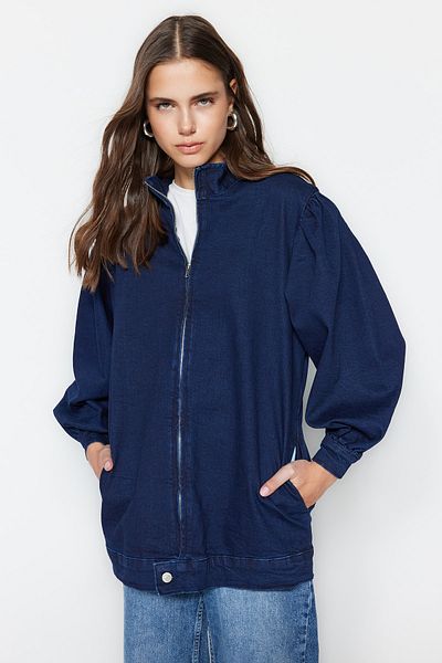 Trendyol Modest Світло-блакитна джинсова куртка-бомбер TCTSS23CK00113