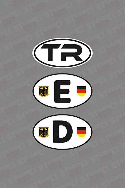 STİCKERCI BEY 3 Adet 5*8 cm ( Tr-d-e ) Araç Sticker Seti Folyo Baskı Etiketi ...