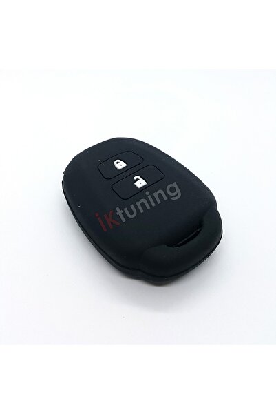 İKTUNING حافظة مفاتيح سيليكون سوداء لسيارة تويوتا لاند كروزر راف 4